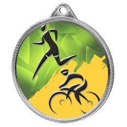 Duathlon Color Texture 3D Print Silver Medal