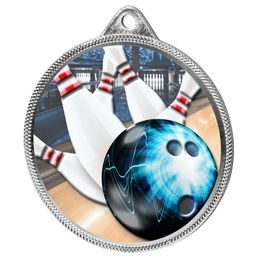 Tenpin Bowling Color Texture 3D Print Silver Medal