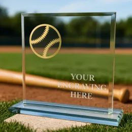Titanium Glass and Metal Fusion Baseball Trophy