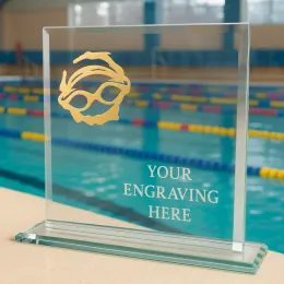 Titanium Glass and Metal Fusion Swimming Trophy