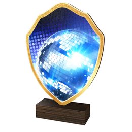 Arden Glitterball Blue Real Wood Shield Trophy
