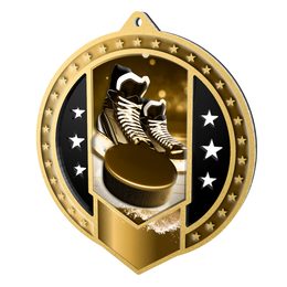 Noir Stainless Steel Ice Hockey Classic Medal