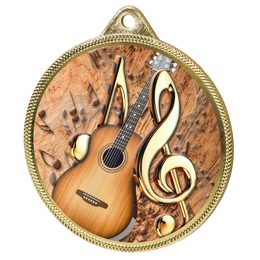 Acoustic Guitar Color Texture 3D Print Gold Medal