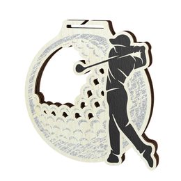 Acacia Male Golfer Silver Eco Friendly Wooden Medal