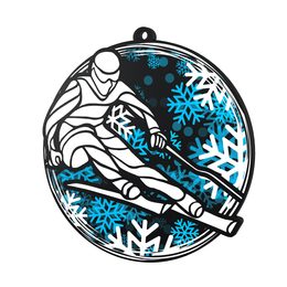 Pro Skiing Black Acrylic Medal