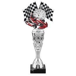 Silver Go Kart Flags Acrylic Top Trophy