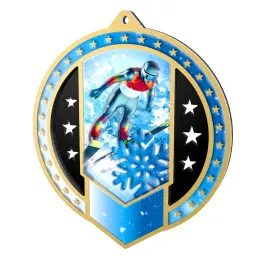Noir Stainless Steel Ski Jumping Medal