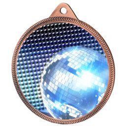 Glitterball Dance Blue Texture 3D Print Bronze Medal