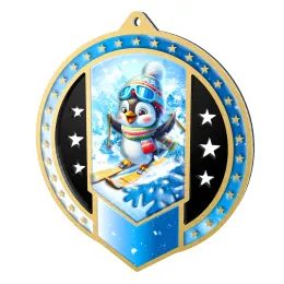 Noir Stainless Steel Skiing Medal