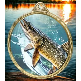 Pike Fishing Texture Print Gold Medal
