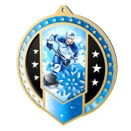 Noir Stainless Steel Ice Hockey Medal