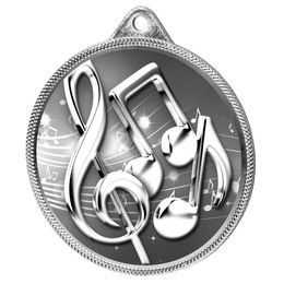 Music Notes Classic Texture 3D Print Silver Medal