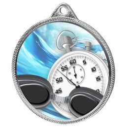 Swimming Color Texture 3D Print Silver Medal