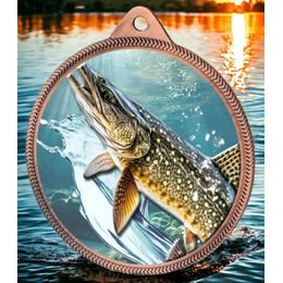 Pike Fishing Texture Print Bronze Medal