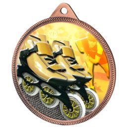 Inline Skating Color Texture 3D Print Bronze Medal