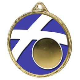 Scotland Flag Logo Insert Gold 3D Printed Medal