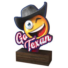 Go Texan Black Hat Real Wood Trophy