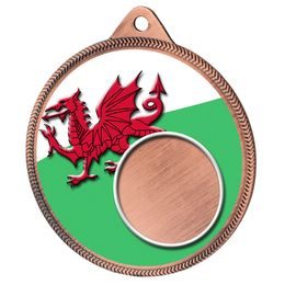 Wales Flag Logo Insert Bronze 3D Printed Welsh Medal