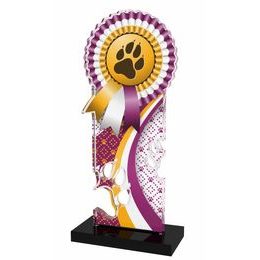 Lassie Pink and Gold Paw-print Rosette Trophy