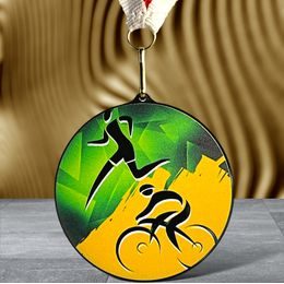 Rincon black acrylic Duathlon medal