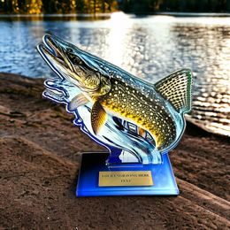 Cannes Printed Acrylic Fishing Pike Trophy