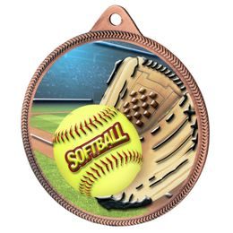 Softball Color Texture 3D Print Bronze Medal