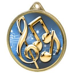 Music Notes Color Texture 3D Print Gold Medal
