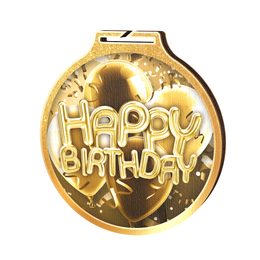 Habitat Happy Birthday Gold Eco Friendly Wooden Medal