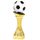 Gold Soccer Trophy with 3D Black and White Ball on a Black Plastic Base