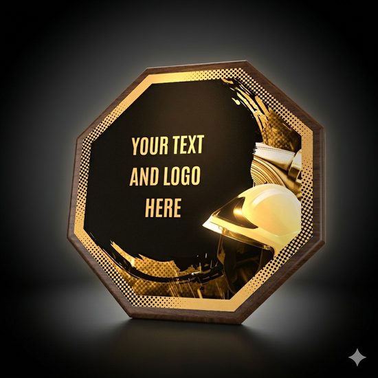 HEX Metal & Wood Firefighter Plaque