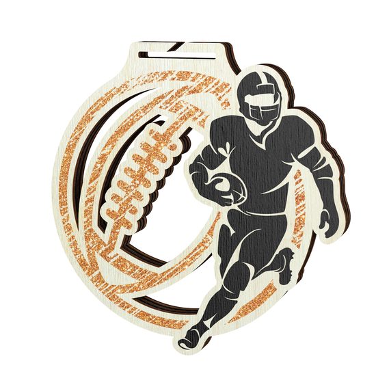 Acacia Football Bronze Eco Friendly Wooden Medal