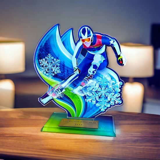 Cannes Printed Acrylic Downhill Skiing Trophy