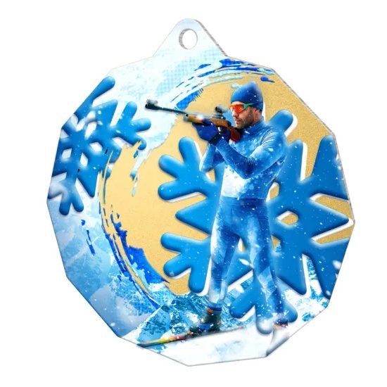 Polygon Stainless Steel Biathlon Medal