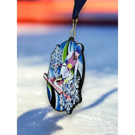 Rincon Black Acrylic Skiing Medal