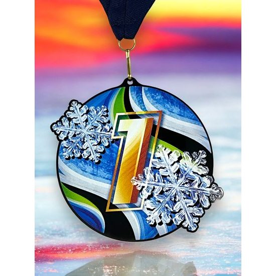 Rincon Black Acrylic Snowflake Medal