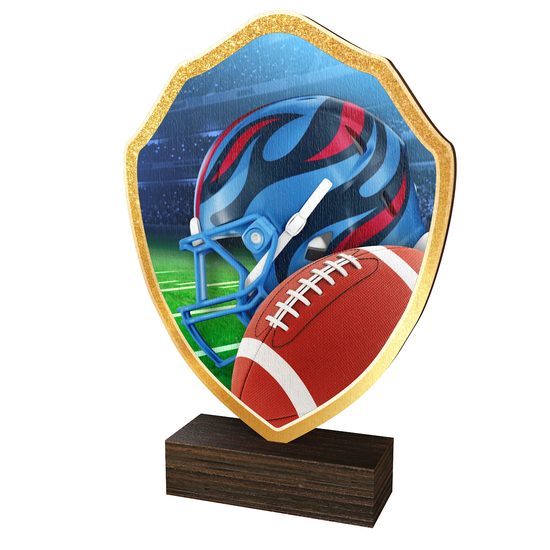 Arden Football Helmet Real Wood Shield Trophy