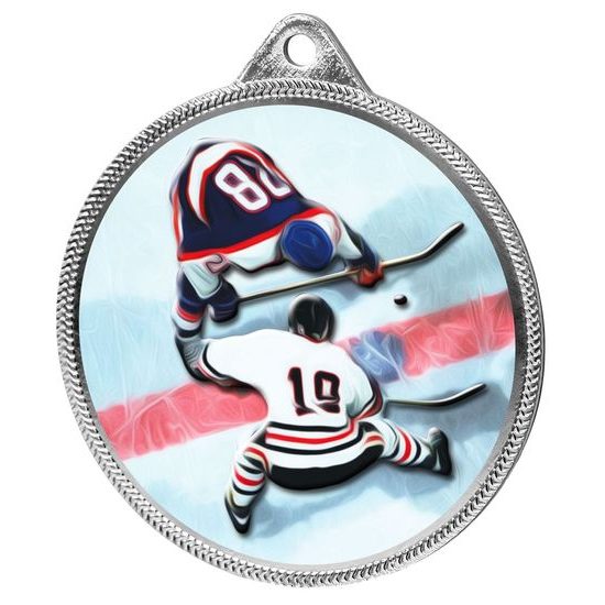 Ice Hockey Color Texture 3D Print Silver Medal