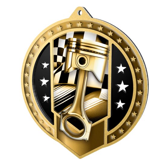 Noir Stainless Steel Motorsport Classic Medal