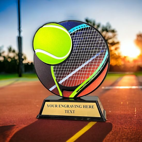 Roswell black acrylic Tennis trophy