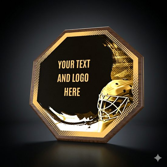 HEX Metal & Wood Ice Hockey Plaque