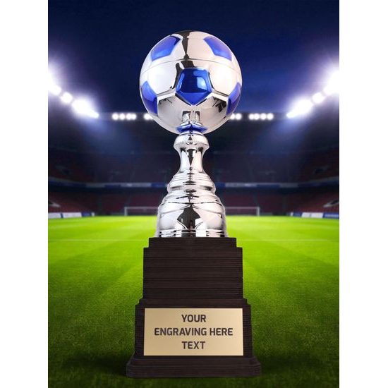 Sealy Silver and Blue Tower Soccer Trophy