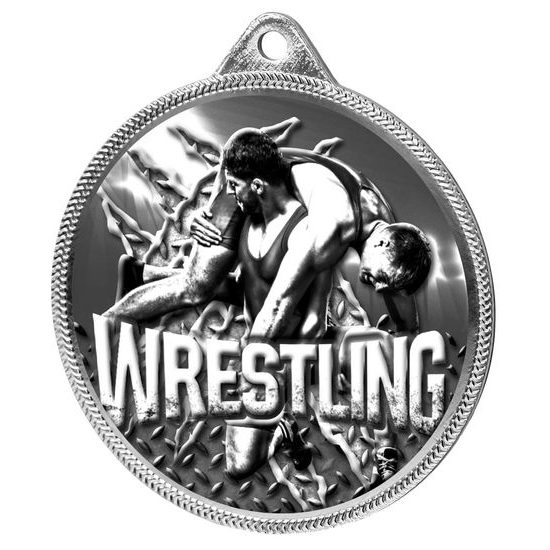 Wrestling Classic Texture 3D Print Silver Medal