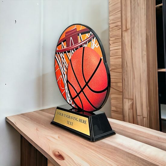 Roswell black acrylic Basketball trophy