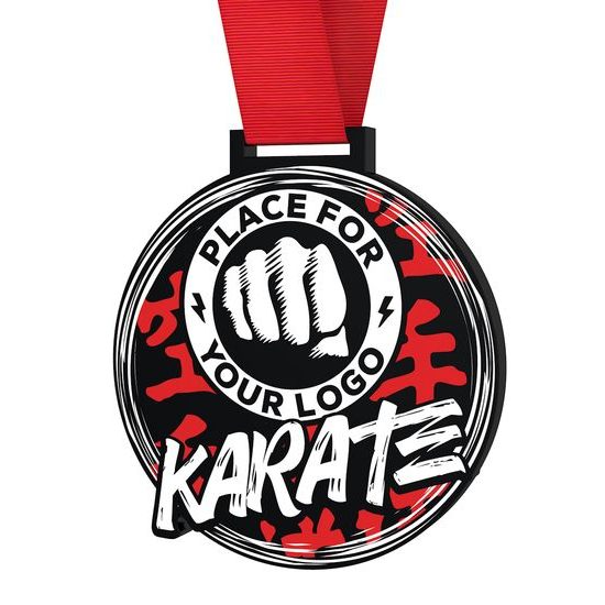 Tokyo XL Black Karate Acrylic Logo Medal