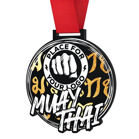 Giant Muay Thai Black Acrylic Logo Medal