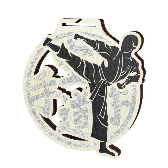 Acacia Martial Arts Silver Eco Friendly Wooden Medal