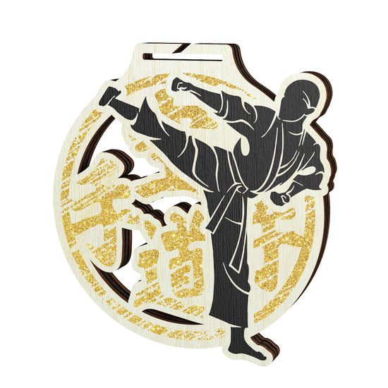 Acacia Martial Arts Gold Eco Friendly Wooden Medal