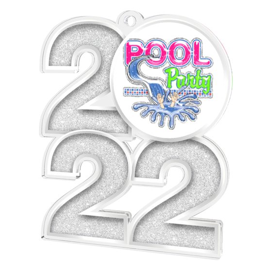 Swimming Pool Party 2022 Silver Acrylic Medal