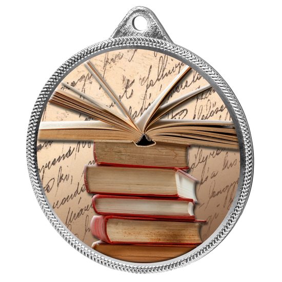 Reading and Literature Color Texture 3D Print Silver Medal