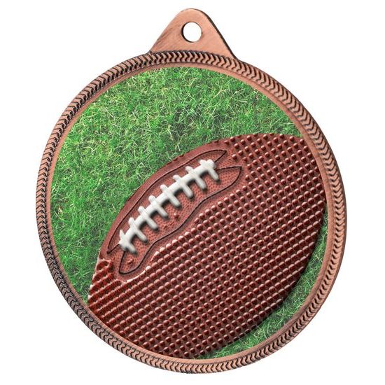 Gridiron Football Color Texture 3D Print Bronze Medal